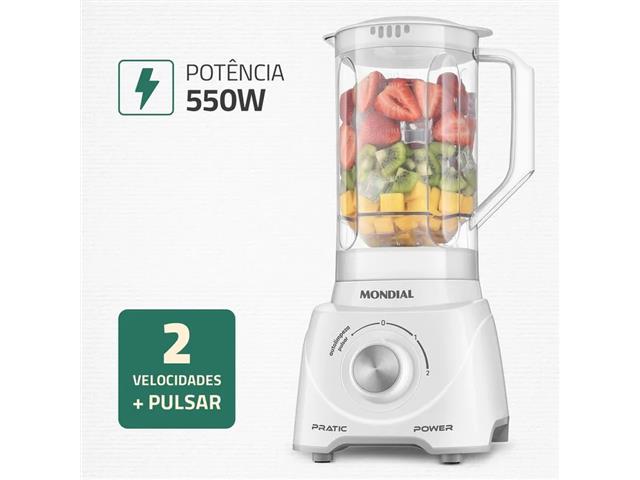 Liquidificador Pratic Power Mondial Branco - L-97-W 550W 110V - 1