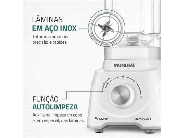 Liquidificador Pratic Power Mondial Branco - L-97-W 550W 220V - 4
