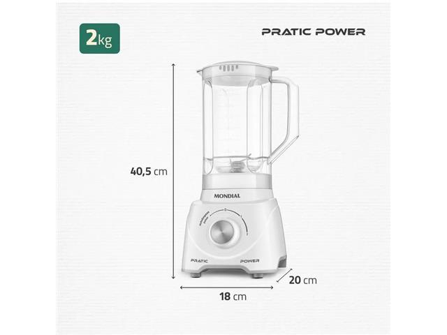 Liquidificador Pratic Power Mondial Branco - L-97-W 550W 220V - 6