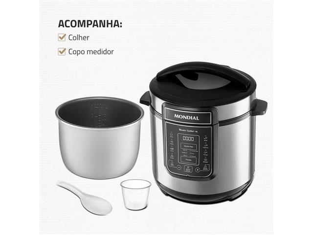 Panela de Pressão Elétrica Digital 6L Mondial Preto/Inox 1000W 220V - 6