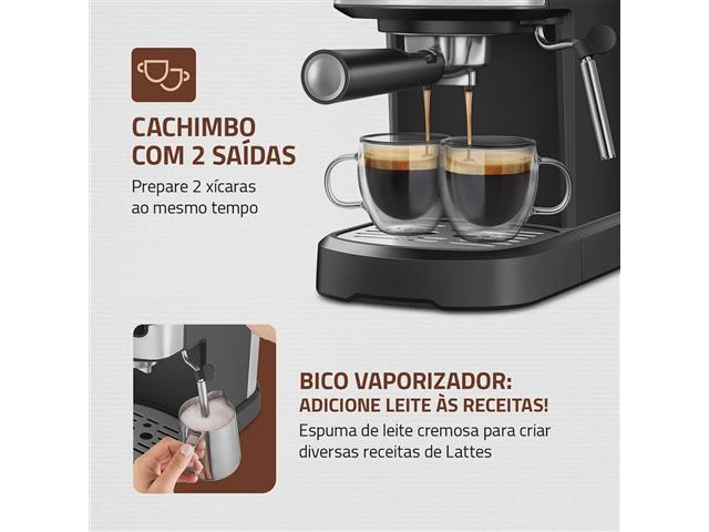 Cafeteira Espresso Dolce Crema 20 Bar Mondial Preto/Inox 1200W 220V - 2