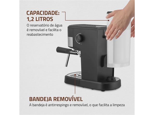 Cafeteira Espresso Dolce Crema 20 Bar Mondial Preto/Inox 1200W 220V - 4