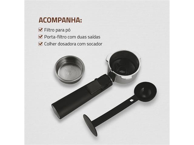 Cafeteira Espresso Dolce Crema 20 Bar Mondial Preto/Inox 1200W 220V - 5