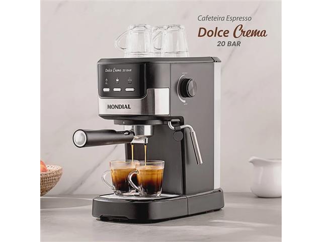 Cafeteira Espresso Dolce Crema 20 Bar Mondial Preto/Inox 1200W 220V - 8
