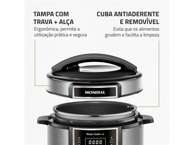 Panela de Pressão Elétrica Digital 6L Mondial Preto/Inox 1000W - 5