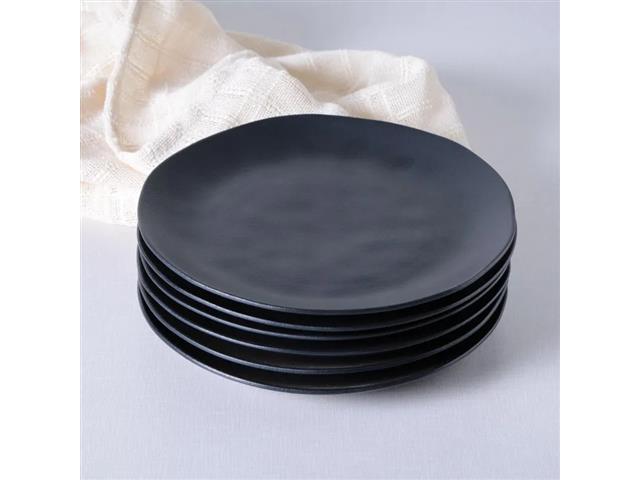 Conjunto Porto Brasil com 6 Pratos Raso Orgânico Preto Matte - 1