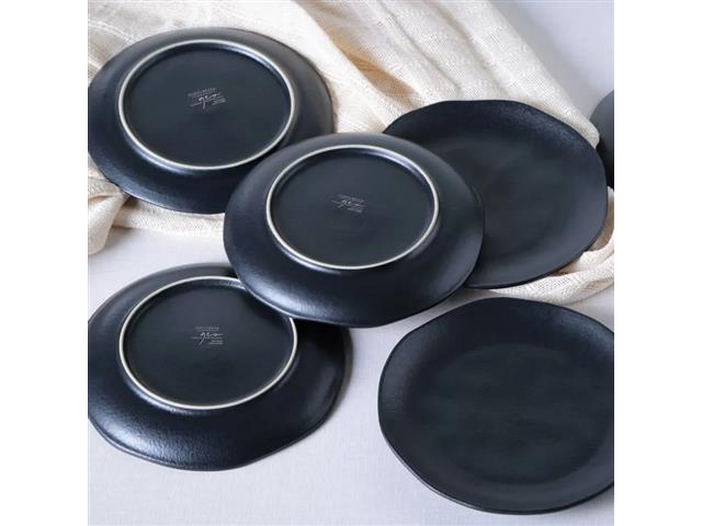 Conjunto Porto Brasil com 6 Pratos Sobremesa Orgânico Preto Matte - 2