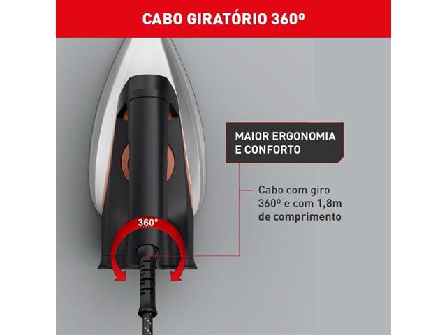 Ferro a Seco Arno Drygliss Antiaderente 1200W Preto e Terracota 110V - 5