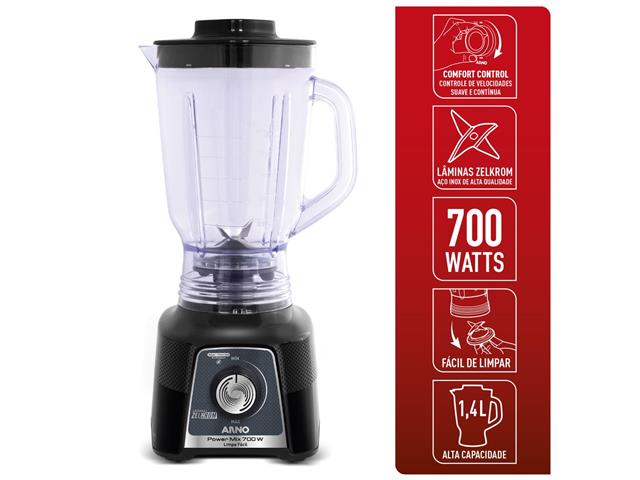 Liquidificador Arno Power Mix Limpa Fácil 700W Comfort Preto LQ35 220V - 2