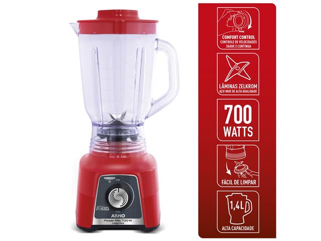 Liquidificador Arno Power Mix Limpa Fácil 700W Comfort Vermelho 110V - 2