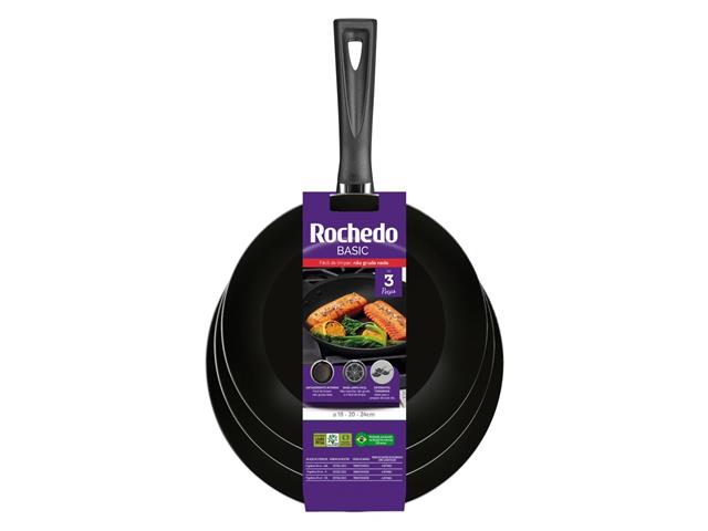 Kit de Frigideiras Antiaderentes Rochedo Basic 18cm 20cm e 24cm - 5