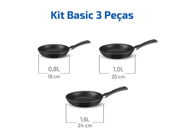Kit de Frigideiras Antiaderentes Rochedo Basic 18cm 20cm e 24cm - 3