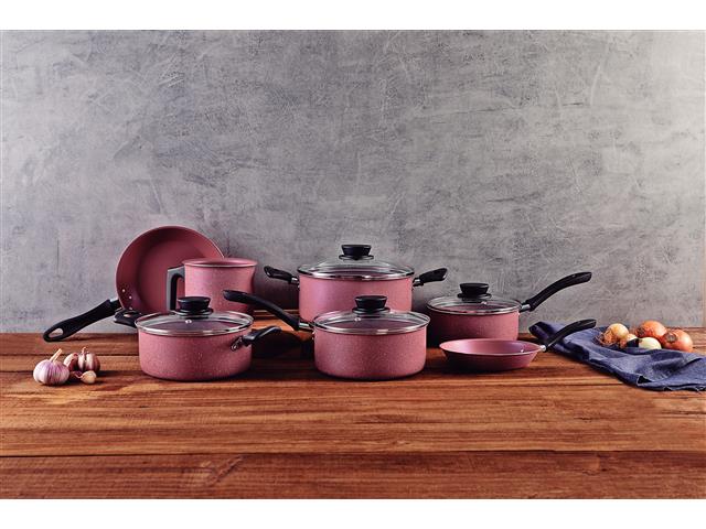 Jogo de Panelas Tramontina em Alumínio Starflon Max Rosa 07 Peças - 1