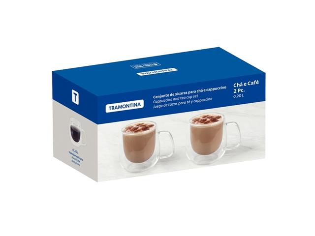 Conjunto de Xícaras Tramontina para chá e cappuccino 200ml 2 Peças - 2