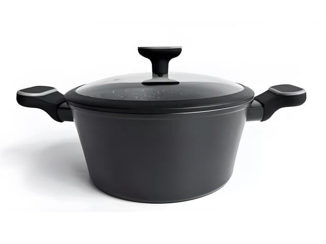Cacerola Antiadherente Carol 26 cm Negro con Tapa de Vidrio