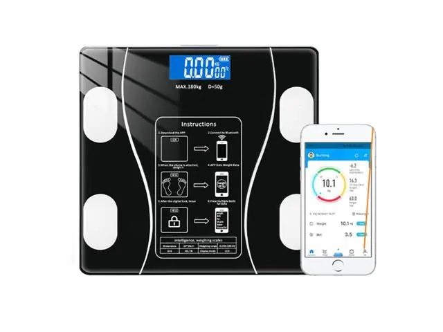 Pesa Balanza Electrónica Con Bluetooth 27 CM Negro