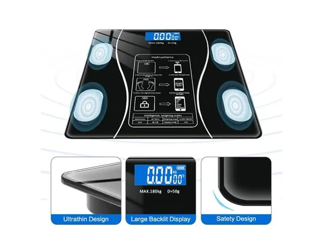 Pesa Balanza Electrónica Con Bluetooth 27 CM Negro