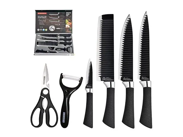 Set Cuchillo Acero Inoxidable 6 Piezas Antibacterial Negro