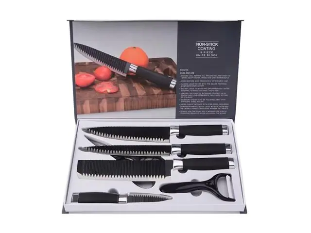 Set Cuchillo Acero Inoxidable 6 Piezas Antibacterial Negro