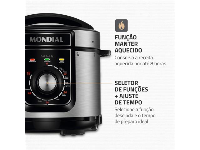 Panela de Pressão Elétrica Mondial PE-48-5L-I Pratic Cook 5L 110V - 5