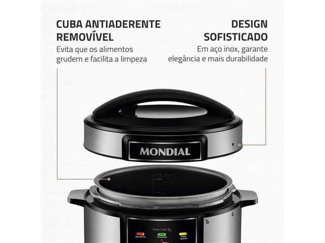 Panela de Pressão Elétrica Mondial PE-48-5L-I Pratic Cook 5L 110V - 6