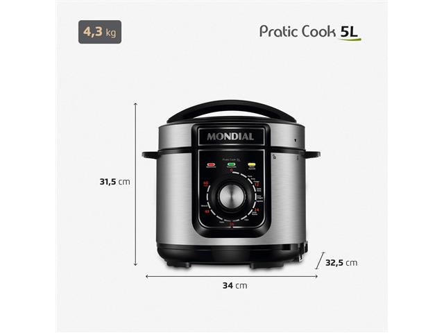 Panela de Pressão Elétrica Mondial PE-48-5L-I Pratic Cook 5L 110V - 8