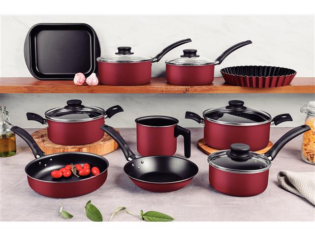 Jogo de Panelas Tramontina Turim Vermelho 10 Peças - 1