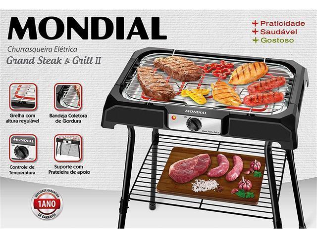 Churrasqueira Elétrica Grand Steak & Grill II 2000W Preta Mondial - 2