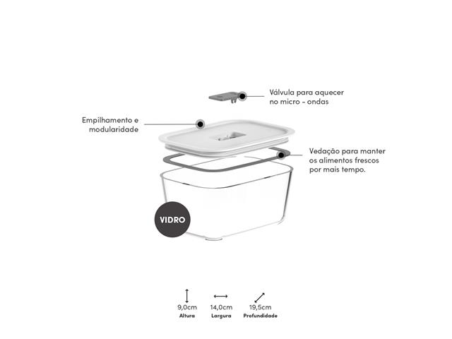 Pote de vidro hermético OU 1,2L Fresh Lock Branco - 1