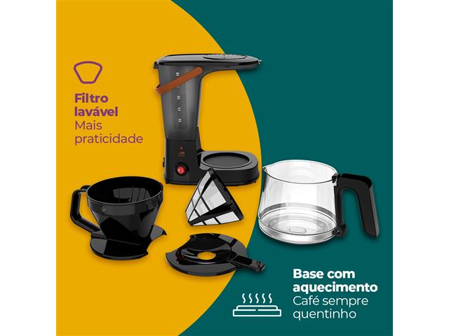 Cafeteira Elétrica Cadence Pour Over 2 em 1 Preta 110V - 6
