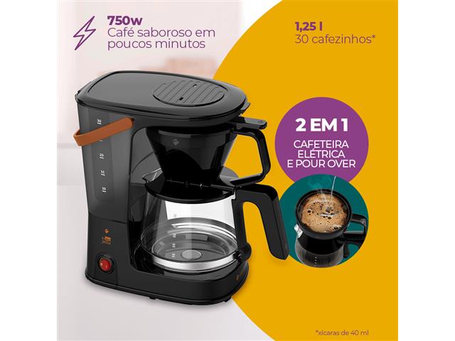 Cafeteira Elétrica Cadence Pour Over 2 em 1 Preta 110V - 7