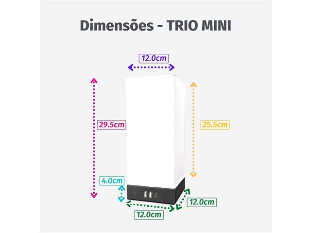 Luminária de Mesa USB TRIO MINI Base Preta com Cúpula Branca - 7
