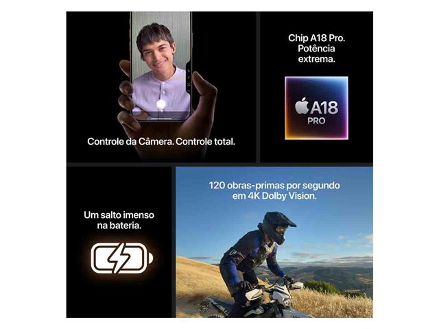 iPhone 16 Pro Max Apple 512GB 5G A18 6,9" Câmera 48MP Titânio Branco - 5