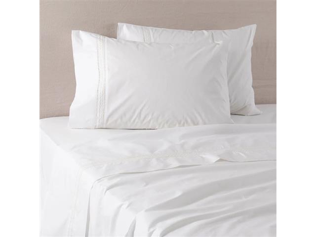 Sábana 200 Hilos Bordadas Espiga Super King Blanca Fabrics