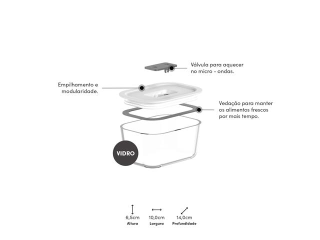 Pote de vidro Hermético OU Fresh Lock Branco 370ml - 1