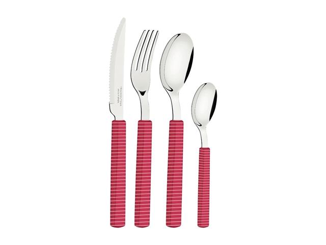 Faqueiro Tramontina Casa Natal em Aço Inox Viva Magenta 16 Peças - 4