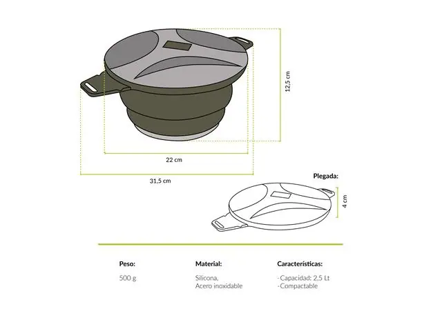 Olla Plegable Maqui Verde 2,5 Lt Atakama Outdoor