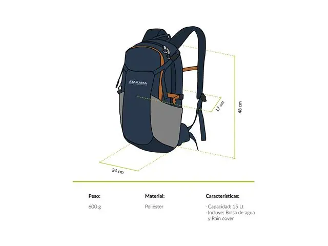 Mochila Hidratación Pintor Azul Marino 15 Lt Atakama Outdoor