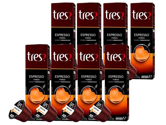 8 Caixas de Cápsulas Três Corações Café Espresso Forza