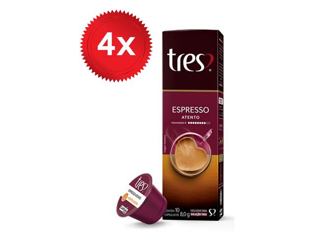 4 Caixas de Cápsulas Três Corações Café Espresso Atento