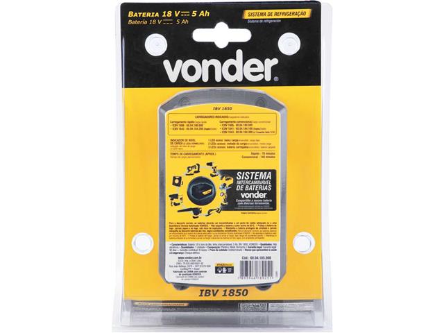 Bateria 18 V VONDER íons de lítio linha intercambiável 5 Ah IBV 1850 - 6