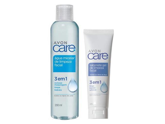 Kit Avon Care Água Micelar com Sabonete Gel Limpeza Facial