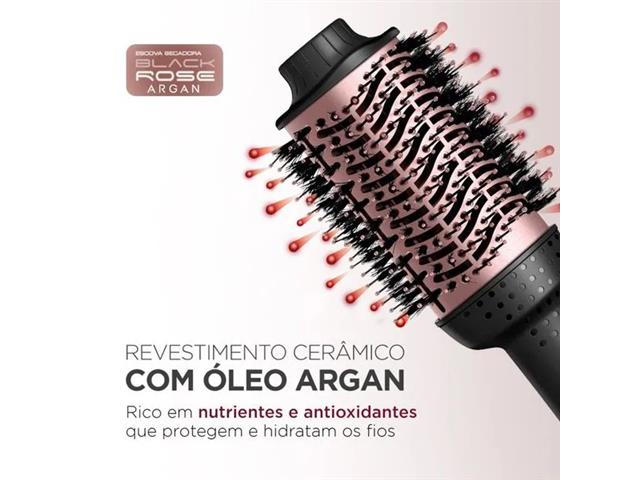 Escova Secadora Argan Mondial Preto/Golden Rose 1300W Bivolt ES-14-BI - 1