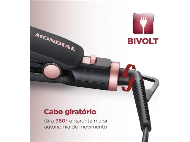 Prancha Alisadora Chapinha Mondial P-27 35W Black Rosé Line Bivolt - 2