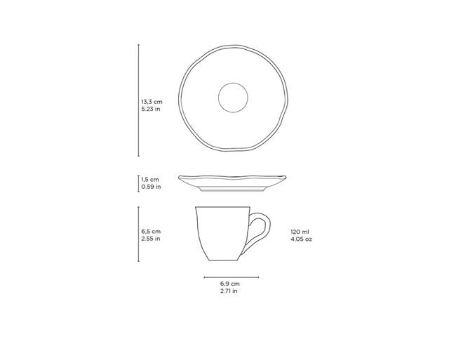 6 Xícaras de Café com Pires Porto Brasil Bio New White 120ml - 2