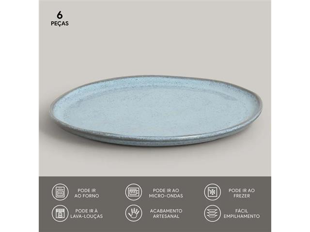 6 Pratos Raso Porto Brasil Bio Breeze 27,5cm - 2