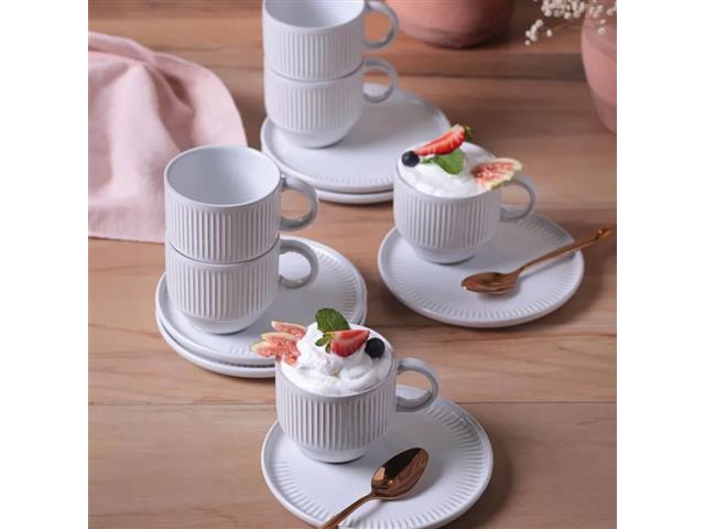 6 Xícaras de Chá com Pires Porto Brasil New White 230ml - 2