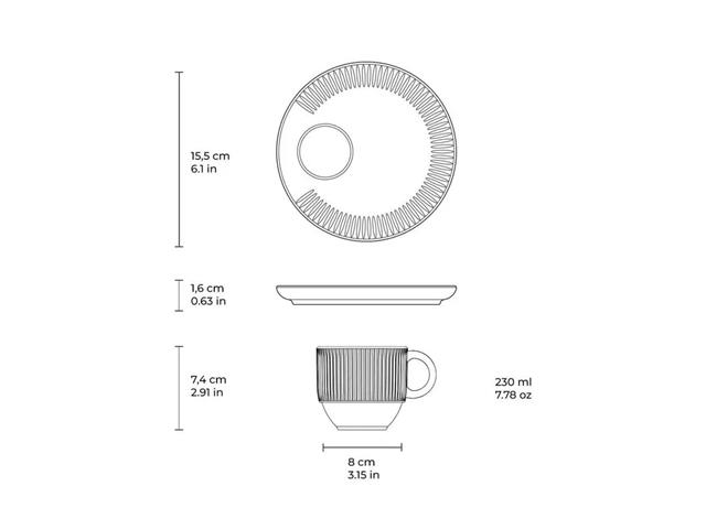 6 Xícaras de Chá com Pires Porto Brasil New White 230ml - 4