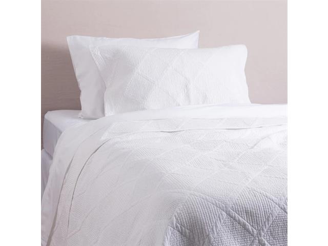 Cubrecama Fabrics Quilt Rombos King Blanco