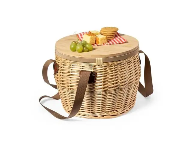 Cesta Canasto Cooler Mimbre Aluminio Tapa Bambú Picnic Bubu